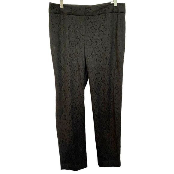 LOFT Marisa Black Eyelet Straight Leg Pants Fully Lined Sz 8 New with Tags - Picture 3 of 7